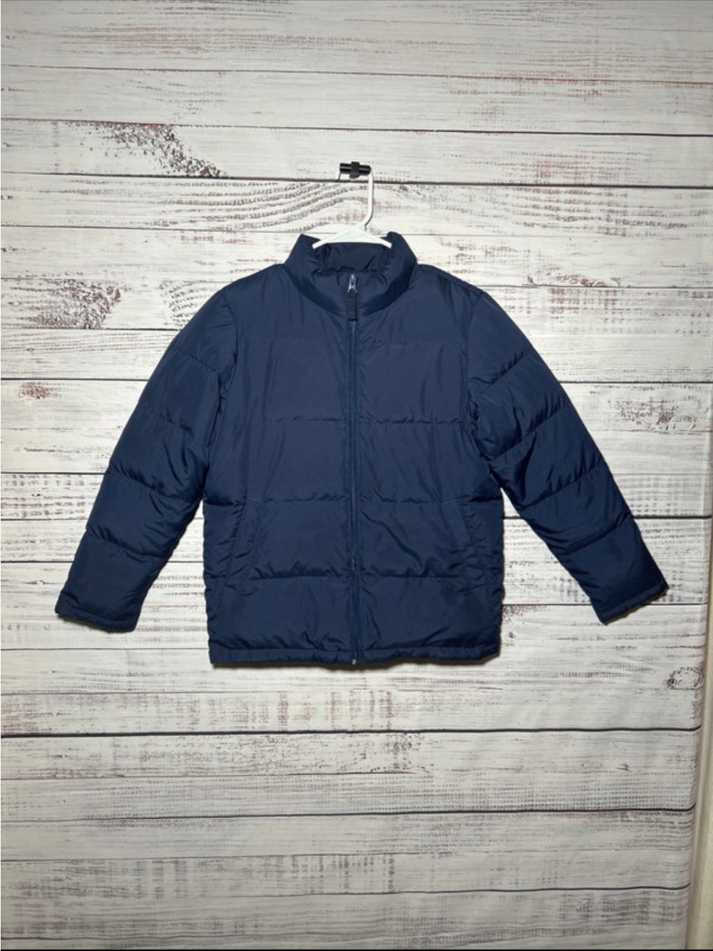 Lands' End Navy Uniform Puffer Jacket Insulated Coat Medium